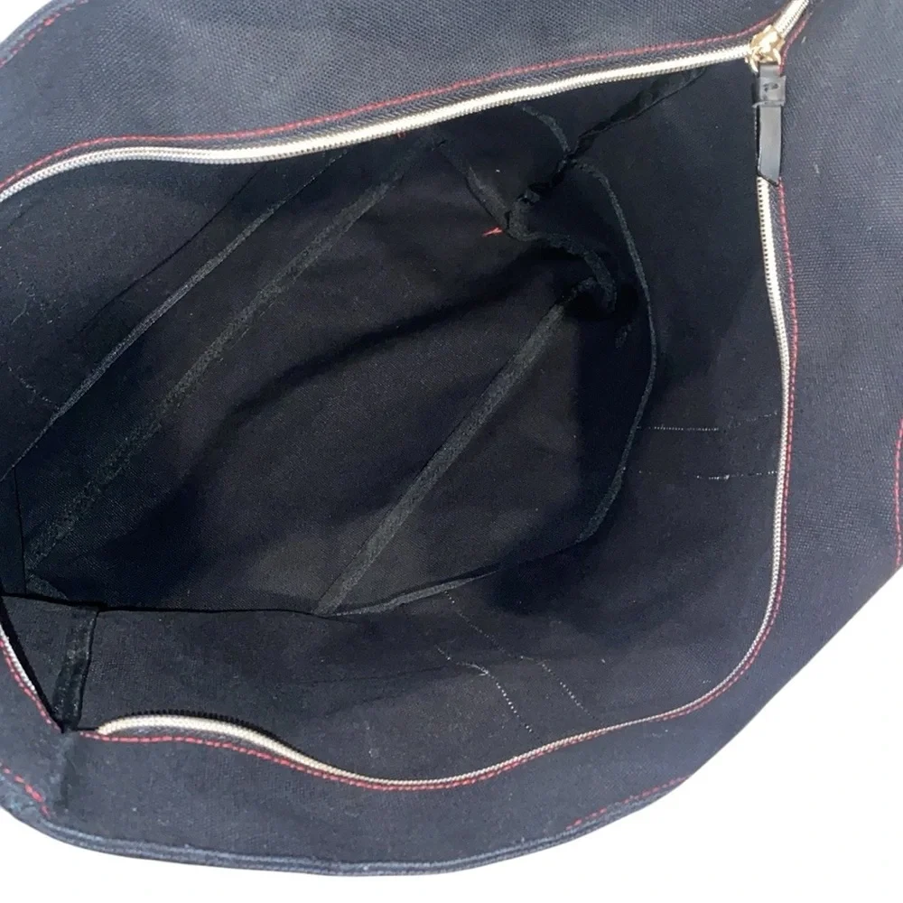 Victoria’s Secret black Canvas Tote Bag with signature red Logo Straps - Picture 7 of 8